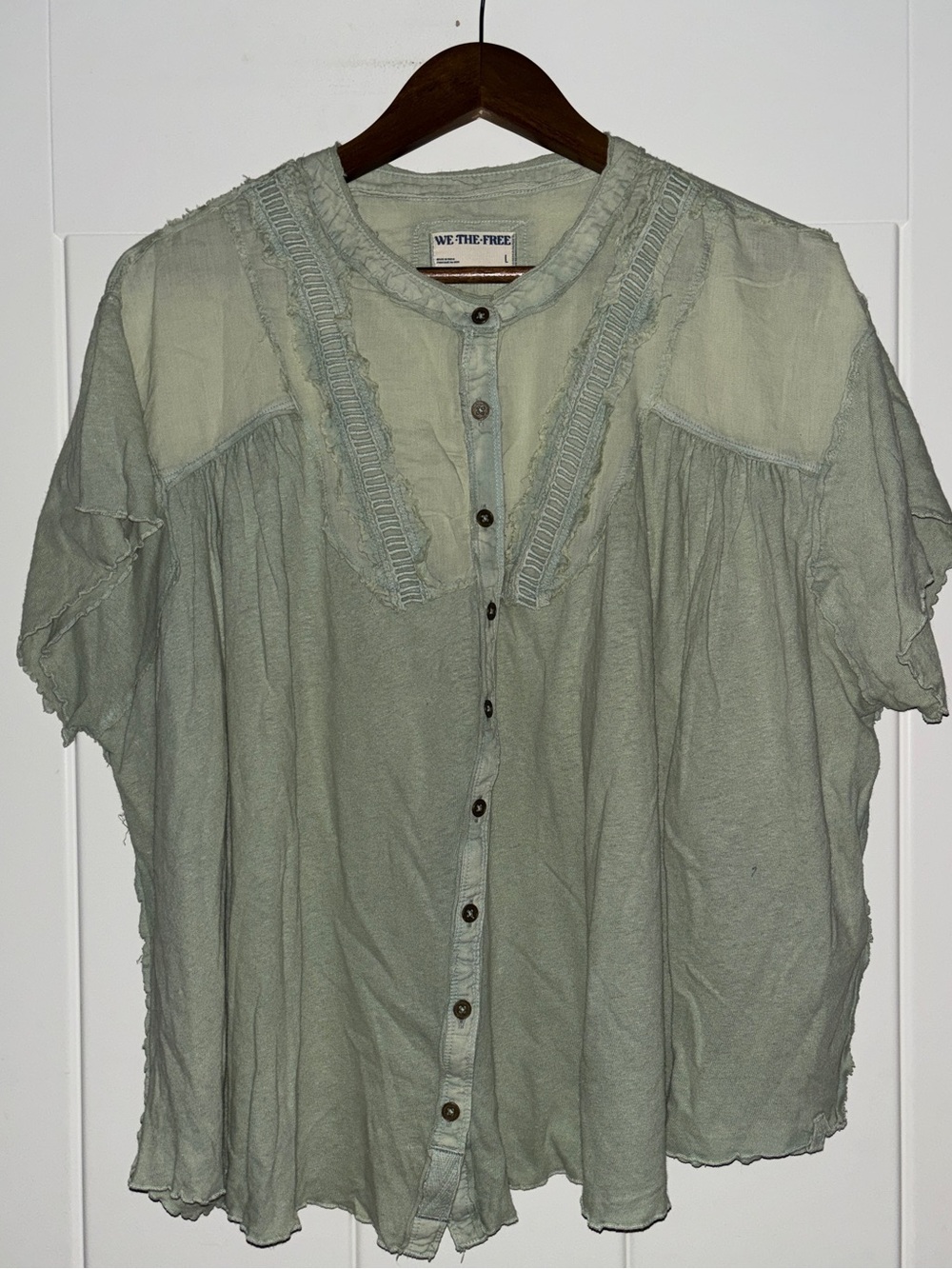Free People We The Free Sofia Henley Top Women L Relax Billowy Delicate Boho